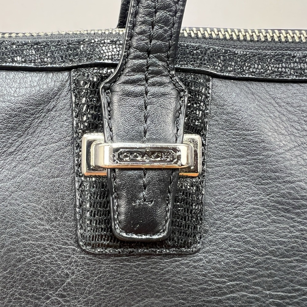 Coach F25796 Black Leather Satchel Handbag Silver Hardware Zip Top Purse - Picture 16 of 16